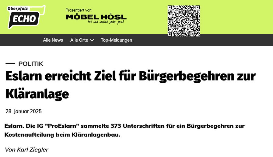 Eslarn – demokratisch: IG Pro Eslarn erreicht Beschlußvorlage für ein Bürgerbegehren!