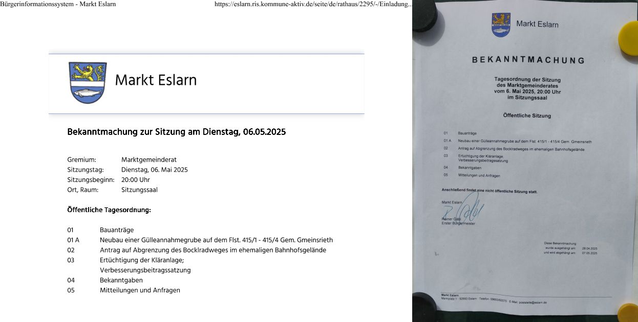 Eslarn – kommunal: Am Dienstag kommt die Verbesserungsbeitragssatzung!